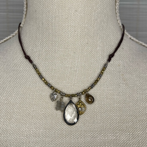 Silpada Sterling Silver Brass Drop Charm Necklace - Picture 1 of 3